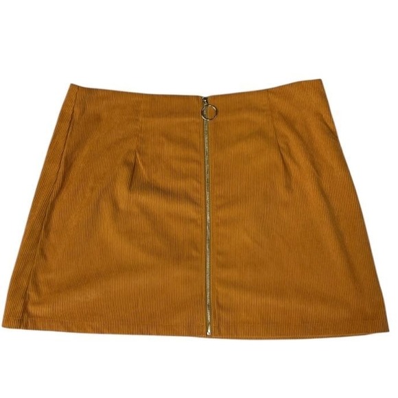 Cider Women's Corduroy Zipper Front Mini Skirt Ginger Plus Size 1XL Retro - Picture 2 of 11